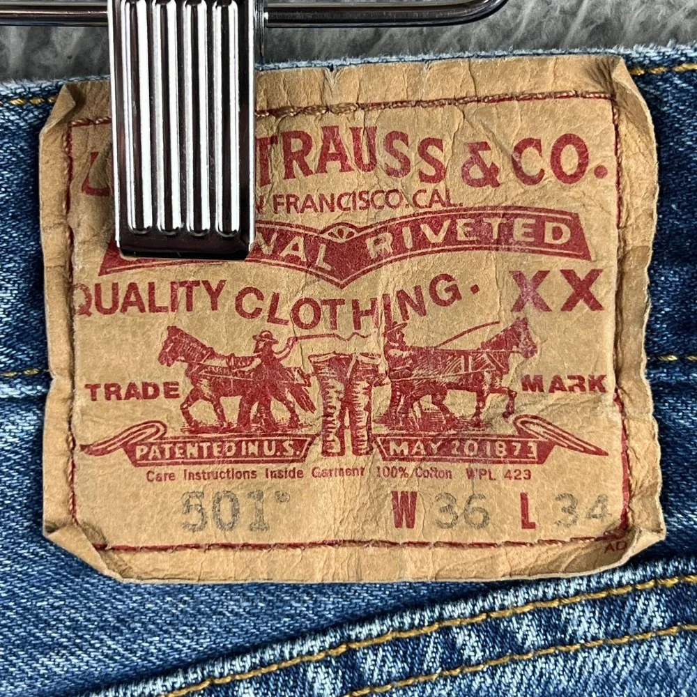 Vintage Levi Strauss 501 Button Fly Denim‎ Jeans Levis Mens 36x34 90's Y2K